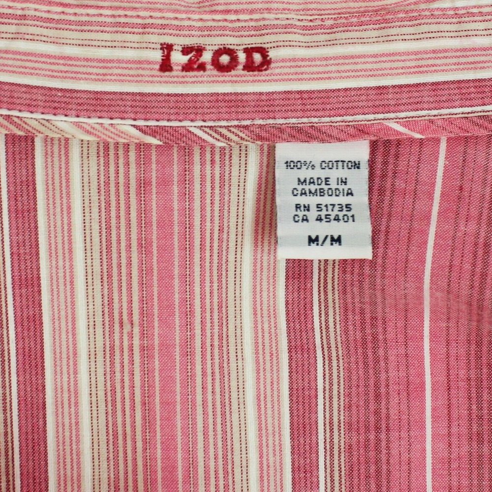 IZOD Women's Pink and White Button Down Shirt - Picture 3 of 3